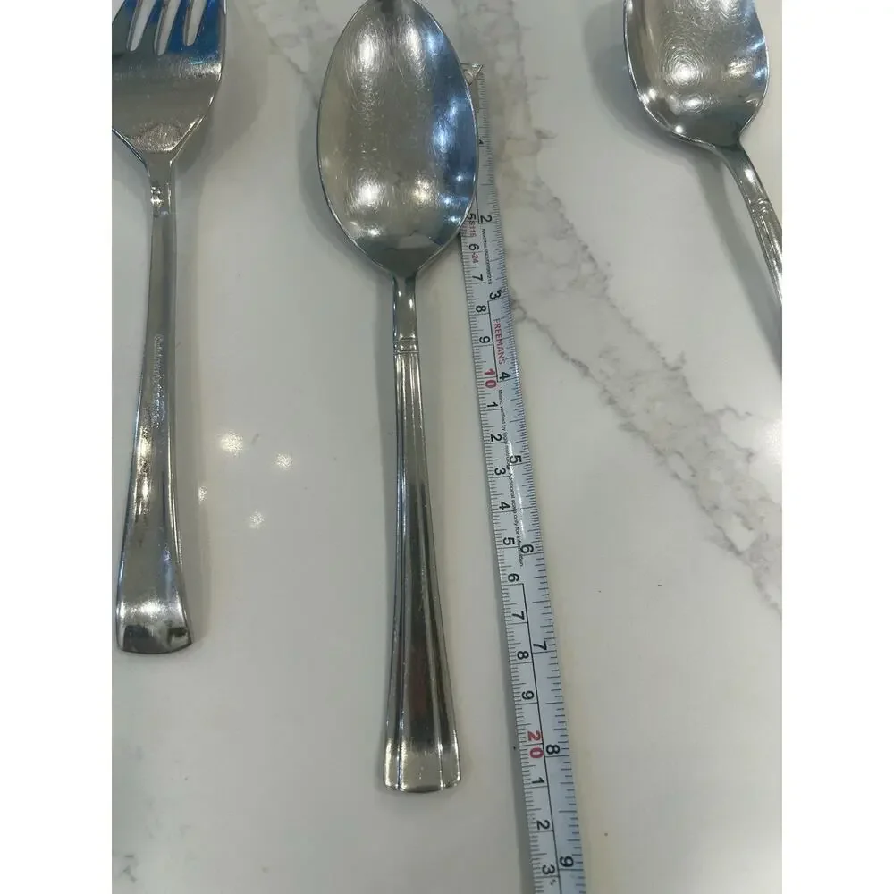 Vtg Cuisinart GEO Serving Set of 3 Meat Fork & 2 Spoons Stainless 18/10 Flatware